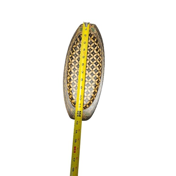 Wooden Trays Handcrafted Oval  With Intricate Batik Design Tribal decor Black - Picture 6 of 10